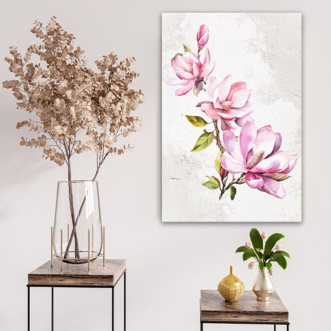 Pink Magnolia Stretched Canvas Wall Art (Creator Uploaded)