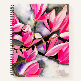 Pink Magnolia watercolor art Notebook