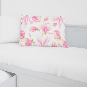 Pink Magnolia Watercolor Decorative Cushion