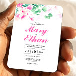 Pink Magnolia Watercolor Flowers Wedding Magnet<br><div class="desc">Aesthetic romantic gift template with pink magnolia flowers and green eucalyptus leaves on watercolor pastel congratulations wedding invitation magnet with decor herbs invite event wedding magnet.</div>