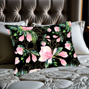 Pink Magnolia Watercolor Pattern Pillowcase