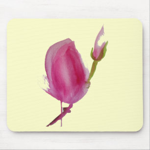 Pink Magnolia watercolour flower art Mouse Pad