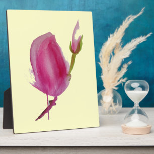 Pink Magnolia watercolour flower art Plaque