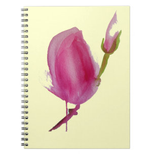 Pink Magnolia watercolour flower art Spiral Notebook