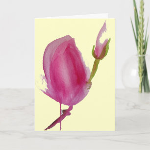 Pink Magnolia watercolour flower art Thank You Card