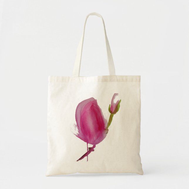 Pink Magnolia watercolour flower art Tote Bag (Front)