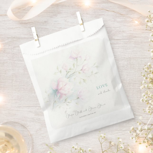 Pink Magnolia Wedding Favour Bags (Clipped)