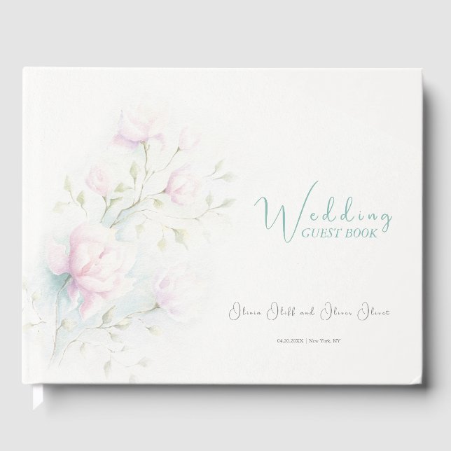 Pink Magnolia Wedding  Guest Book (Front)