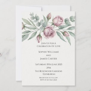 Pink Magnolia Wedding Invitation