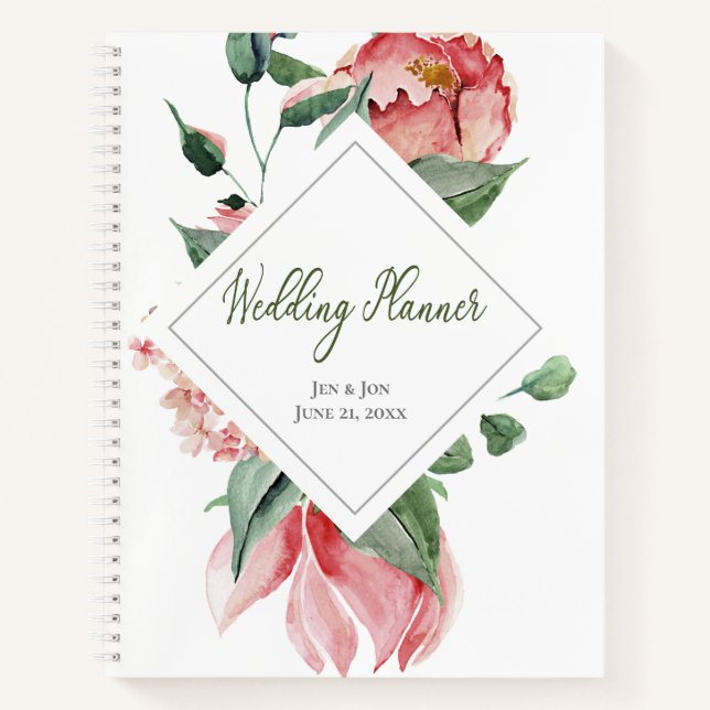 Pink Magnolia Wedding Planner Notebook (Front)