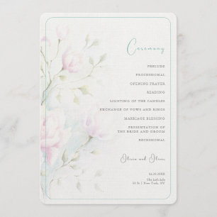 Pink Magnolia Wedding Programme