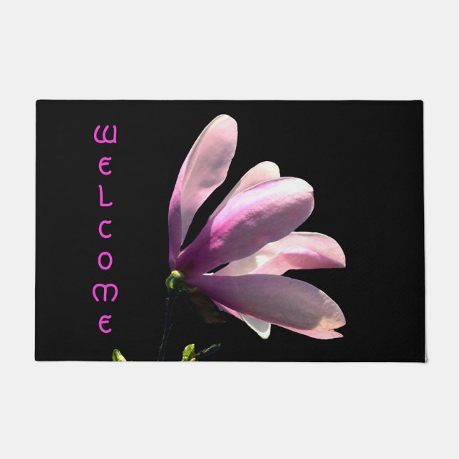Pink Magnolia Welcome Mat (Front)
