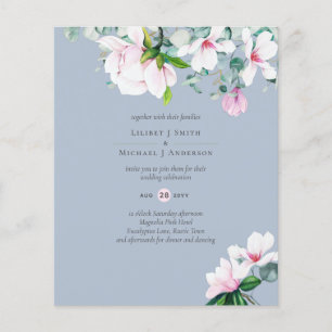 Pink Magnolias Floral and Yellow Wedding Invite Flyer