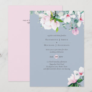 Pink Magnolias Sage Eucalyptus Dusty Blue Wedding