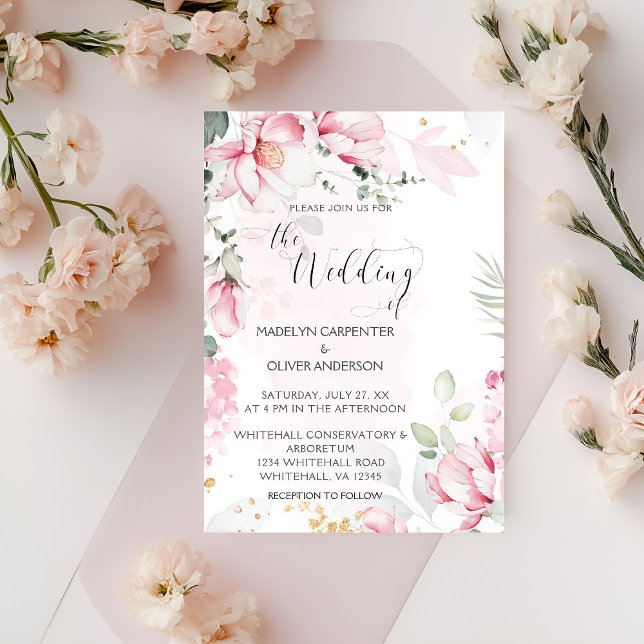 Pink Magnolias Wedding Invitation (Creator Uploaded)
