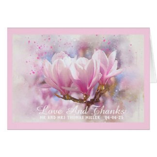 Pink Magnolias Wedding Thank You Note