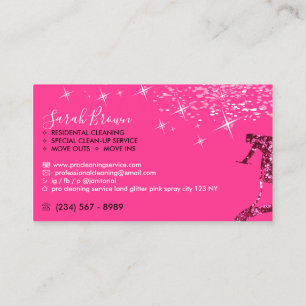 Pink Maid Cleaning Boss Sparkle Janitorial Business Card