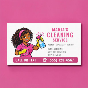 Pink Maid House Cleaning Service Business Card