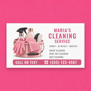 Pink Maid House Cleaning Service Professional Business Card
