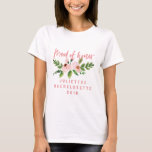 Pink maid of honour floral watercolor t-shirt<br><div class="desc">Pink watercolor floral Maid of honour wedding engagement gift t-shirt. The perfect gift for your friend sister brother mum dad aunt uncle daughter son niece nephew gran grandad. On trend script text and modern watercolor graphics. Perfect bachelorette/bridal shower tshirt, or thoughtful way to as your Maid of honour. Part of...</div>