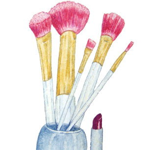Pink make up brushes with holder still life art T-Shirt