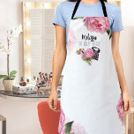 Pink Makeup Artist Apron<br><div class="desc">Bursting with vibrant hues and whimsical blooms,  this print is a visual feast perfect for makeup artists,  beauty bloggers,  influencers and anyone seeking a touch of colourful floral elegance with a touch of glam.  Featuring bright pink peonies,  makeup palette,  makeup brushes and lipstick.  Watercolor Pink Floral Makeup Artist Apron</div>