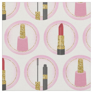 Pink Makeup Cosmetics Pattern Cosmetology Fabric