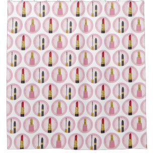 Pink Makeup Cosmetics Pattern Cosmetology Shower Curtain