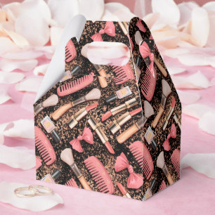 Pink Makeup Cosmetics Pattern Glitter  Favour Box