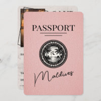 Pink Maldives Passport Save The Date