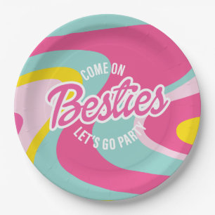 Pink Malibu Beach Palm Pool Party Birthday Paper Plate