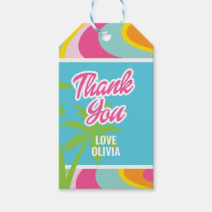 Pink Malibu Pool Party Birthday Gift Tags