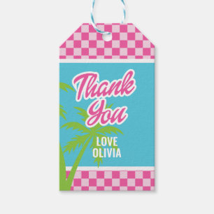 Pink Malibu Pool Party Birthday Gift Tags