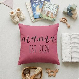 Pink Mama Est Year Minimalist Home Accent Cushion
