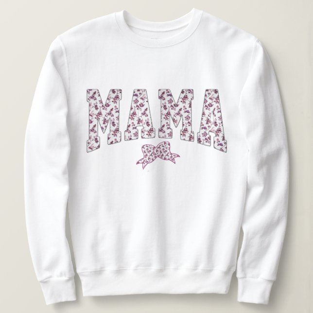Pink Mama Kawaii Sweatshirt, Boho Floral Pink Mum Sweatshirt (Design Front)