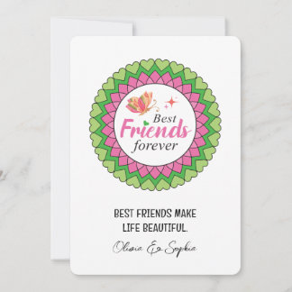  Pink Mandala Best Friend Personalized  Holiday Card