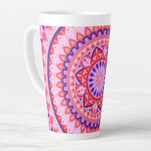 Pink Mandala Boho Vibrant Geometric Pattern Cosy Latte Mug