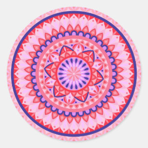 Pink Mandala Boho Vibrant Geometric Pattern Decal Classic Round Sticker