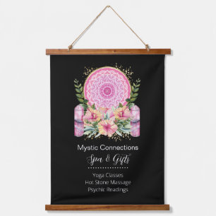 Pink Mandala Crystals Flower Energy Yoga Reiki Spa Hanging Tapestry