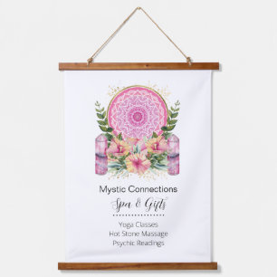 Pink Mandala Crystals Flower Energy Yoga Reiki Spa Hanging Tapestry