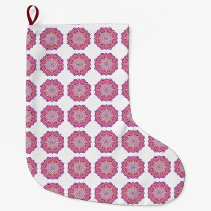 Pink mandala large christmas stocking