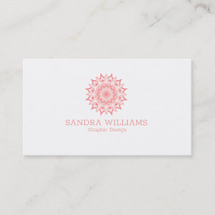 Pink mandala on white business card