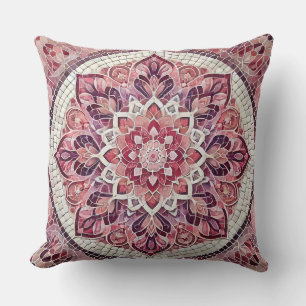 Pink Mandala Pattern: Gentle Mosaic Art Cushion