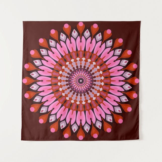 Pink Mandala  Tapestry (Front)