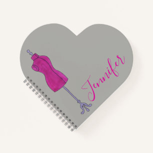 Pink Mannequin Dressform Sewing Fashion Design Notebook