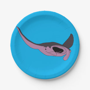 Pink Manta Ray Paper Plate