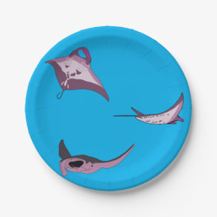 Pink Manta Rays Paper Plate