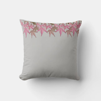 Pink maple leaf design Throw Pillow