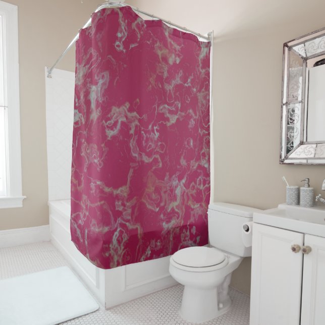 Pink Marble abstract Shower Curtain (In Situ)