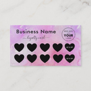 Pink Marble Add Your Logo Discount Minimal Girly Loyalty Card